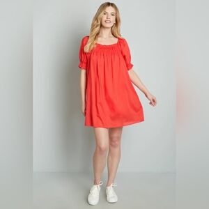 NWT Red Orange Lightweight Cotton Baby doll Dress